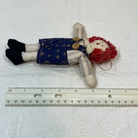 VTG Raggedy Andy Fabric Doll Christmas Holiday Tree Ornament Handmade 7" - Picture 2 of 10